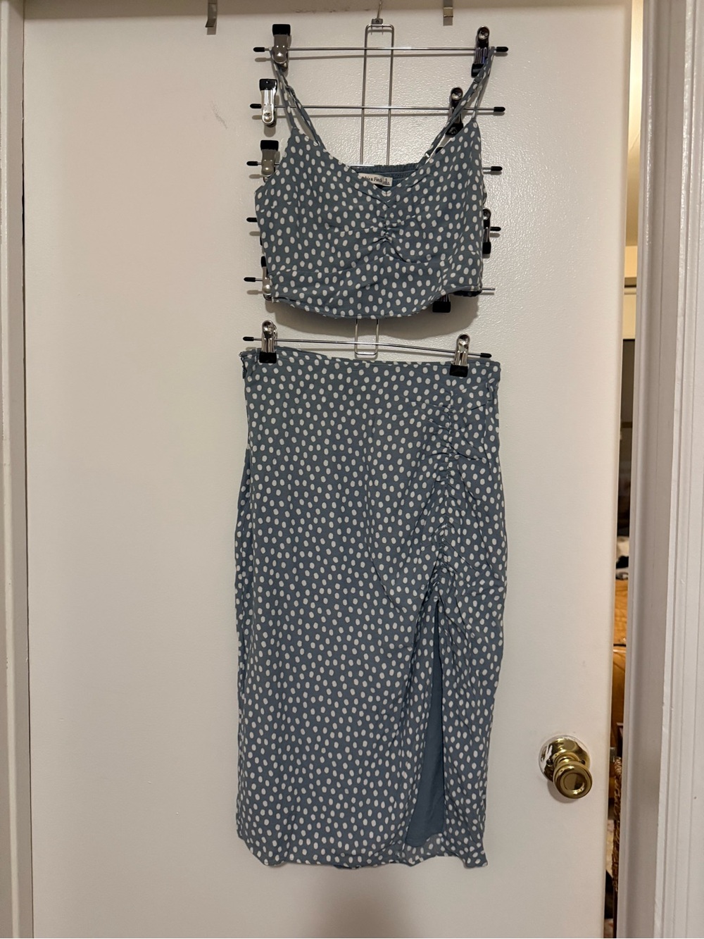 Abercrombie & Fitch Blue and White Polka Dot Two Piece Set
